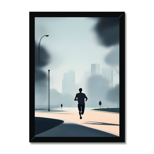 Morning Walk black frame Print by printlagoon