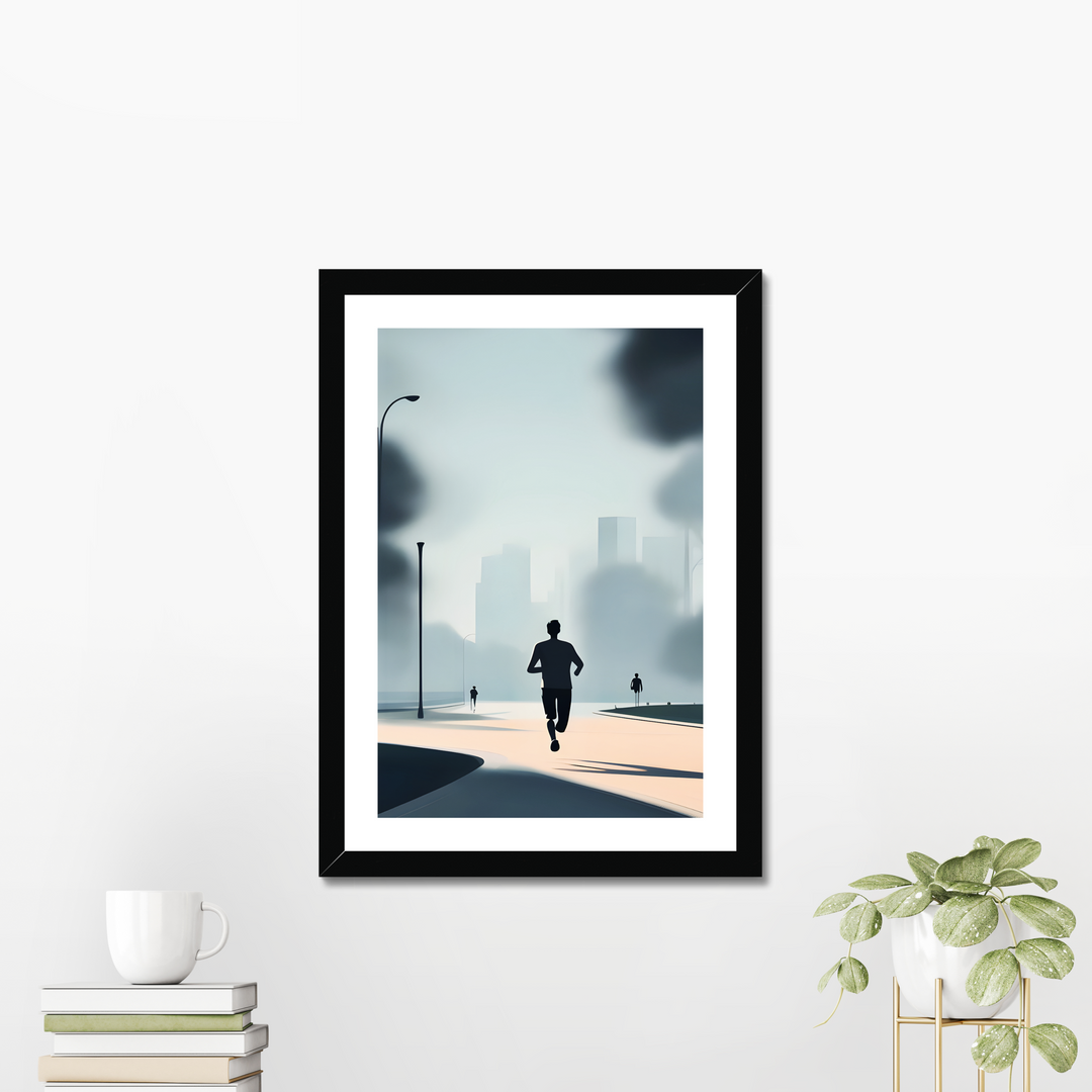 Morning Walk black framed mounted Print by printlagoon