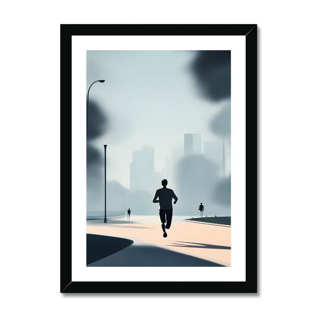 Morning Walk black framed Print by printlagoon