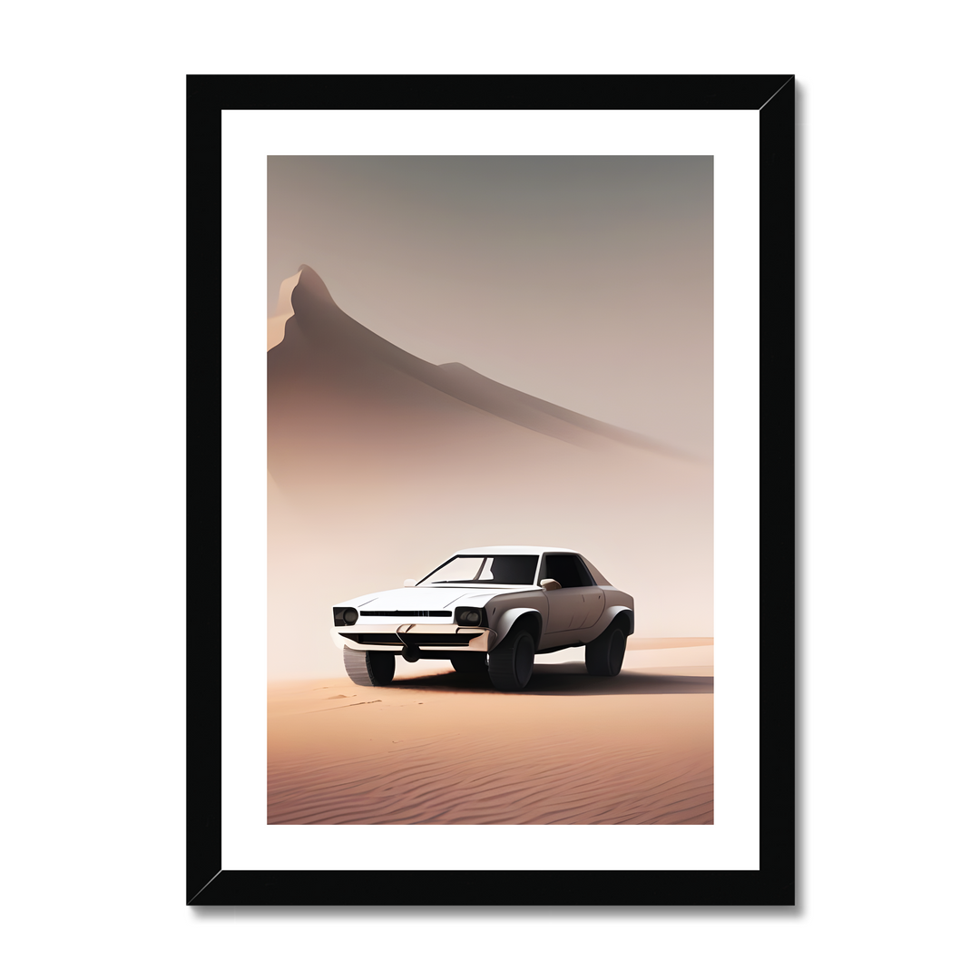 A White Car in Desert Print