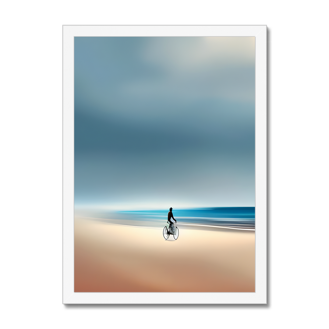 A Cyclist on The Beach Print