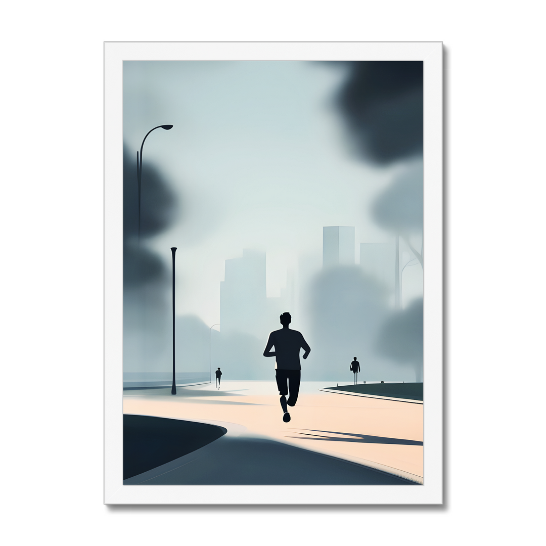 Morning Walk White framed Print by printlagoon