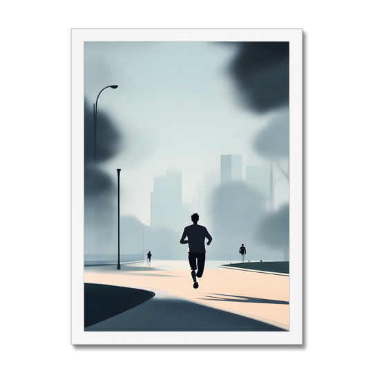 Morning Walk White framed Print by printlagoon