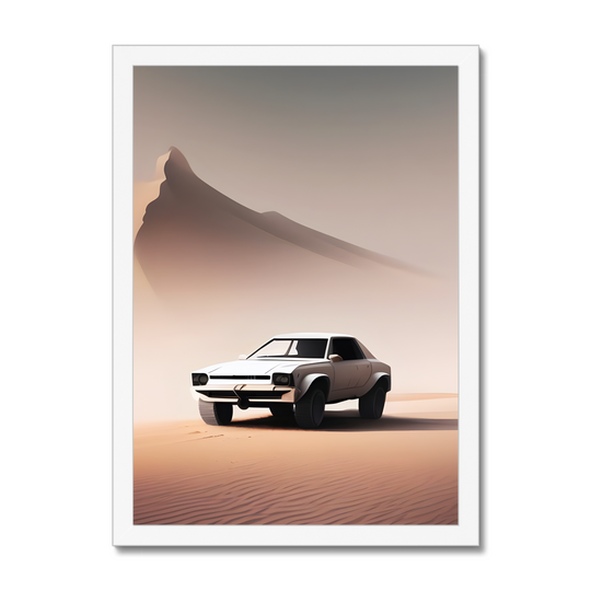 A White Car in Desert Print