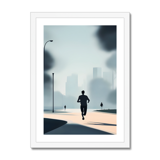 Morning Walk White framed Print by printlagoon