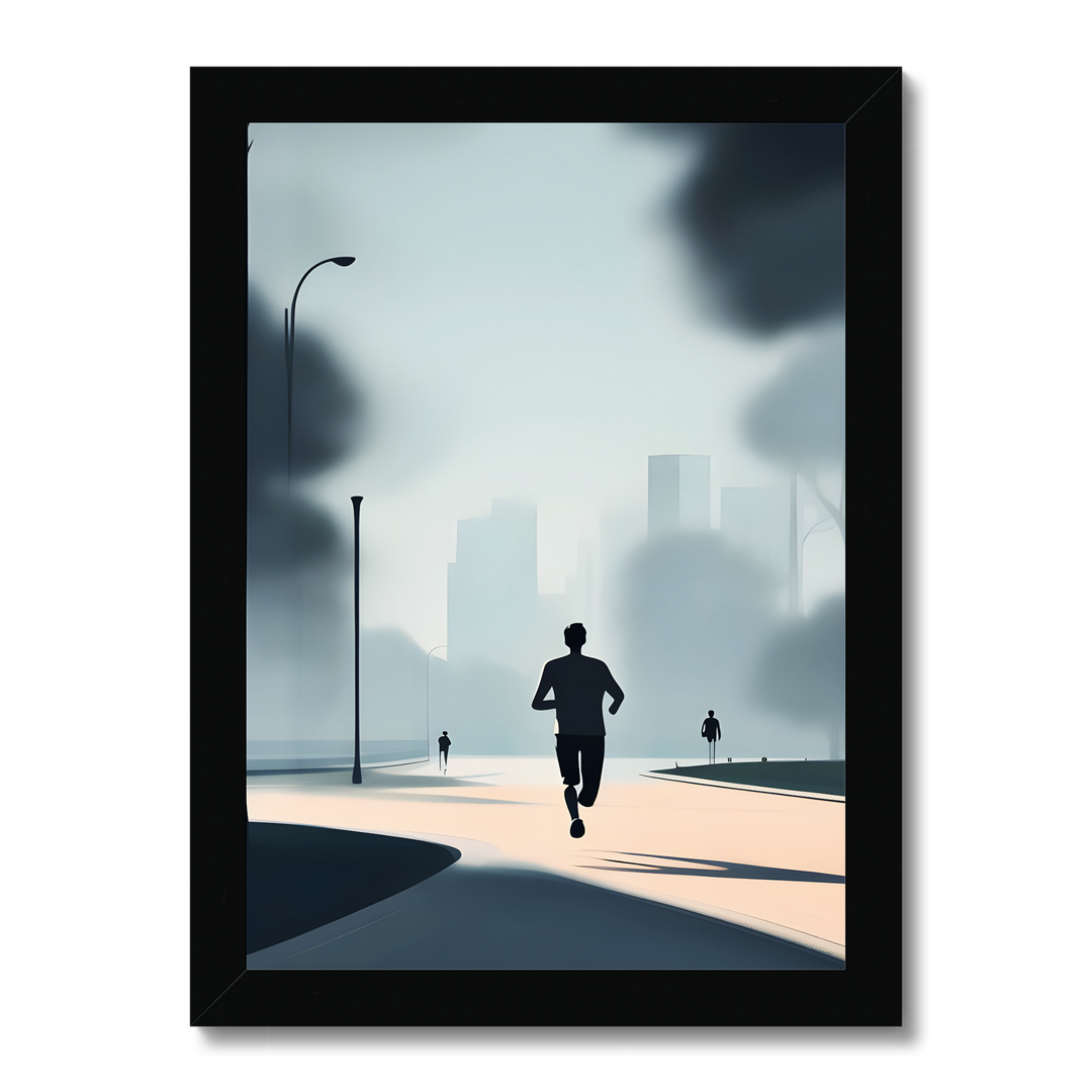 Morning Walk black framed Print by printlagoon