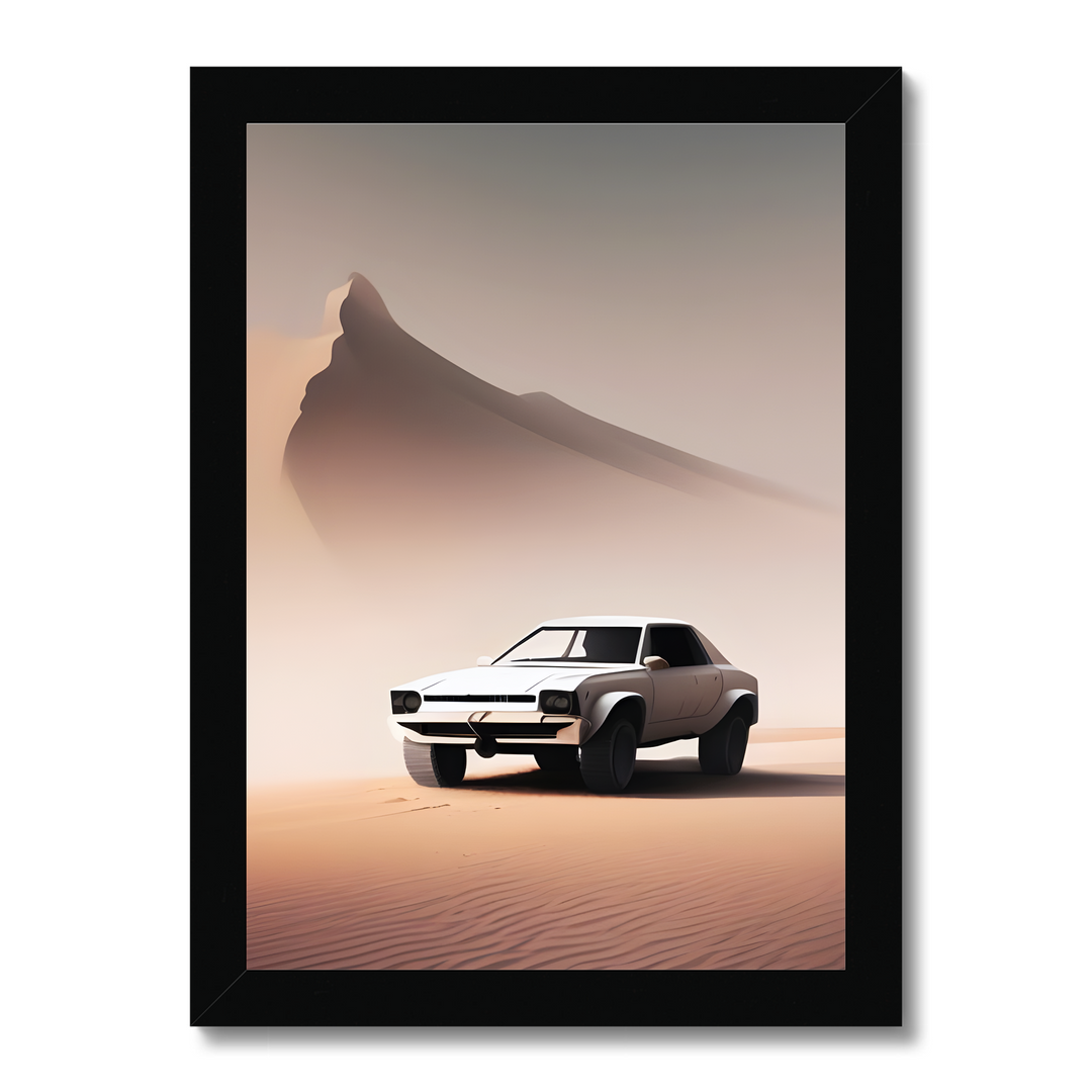 A White Car in Desert Print