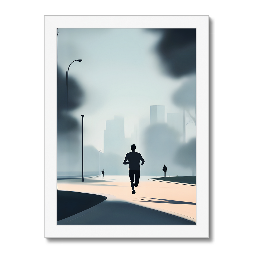 Morning Walk black framed Print by printlagoon