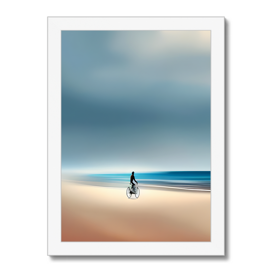 A Cyclist on The Beach Print