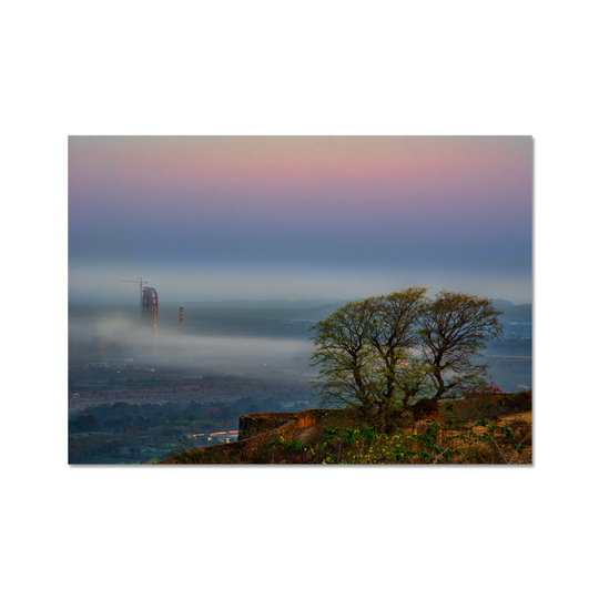 Serene beauty of fog and industry print