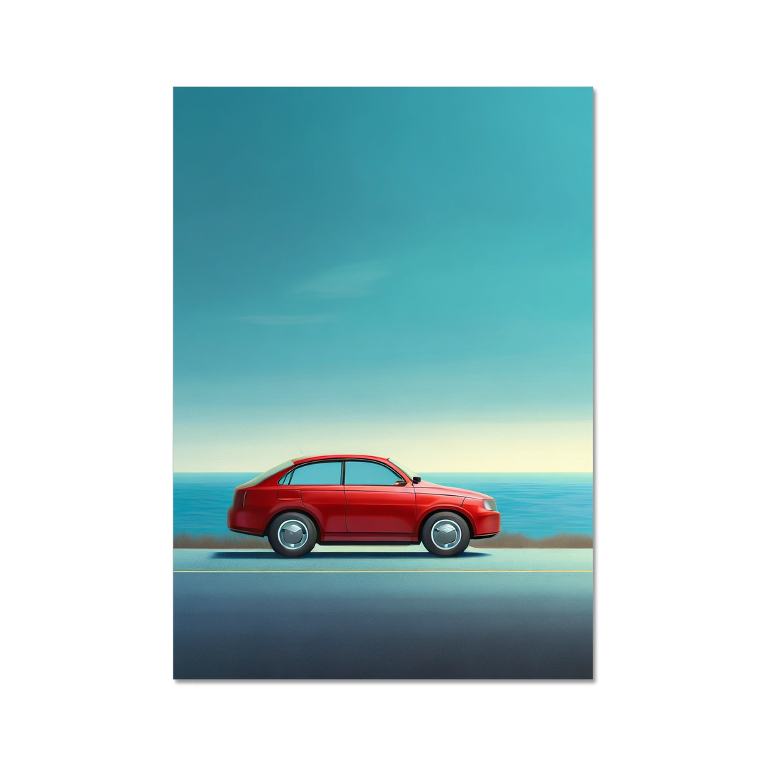 The Red Car Print by printlagoon